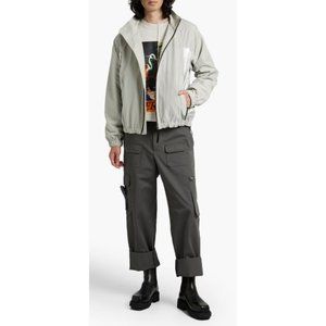 Helmut Lang Gray & Silver Metallic-Paneled Shell Jacket, Size XL NWT $560